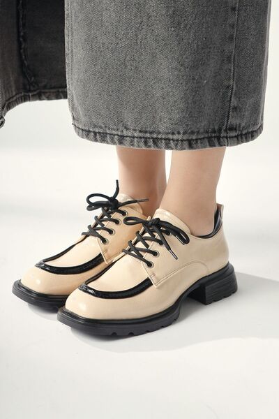 Limoya Niven Beige Wrinkled Patent Leather Black Detailed Moccasin, Women's Loafer Shoes Opportunity Product