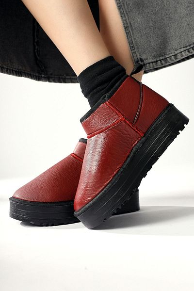 Limoya Jiman Claret Red Κοντές Γυναικείες Μπότες με Χοντρή Σόλα, Γυναικείο Μποτάκι