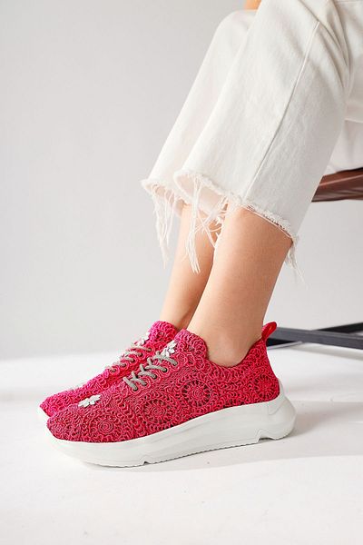 Limoya Pantofi sport pentru femei tricotați cu detalii Matty Fuchsia Stone