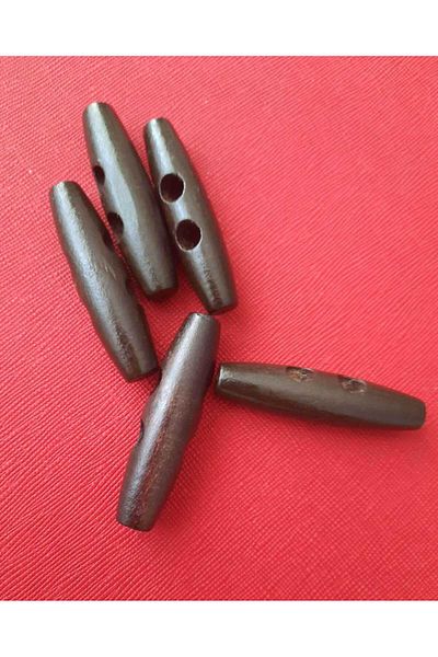 Beyna 5 cm Buttoned Natural Wood Dark and Brown Wooden Shepherd - 1 Pack of 10 Pieces