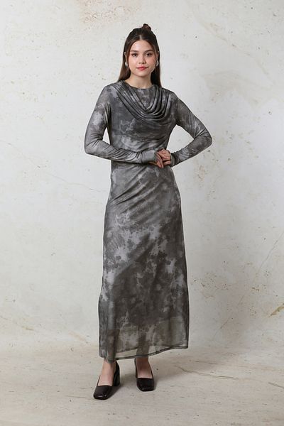 ZÜLAYS Smoked Batik Patterned Tulle Dress