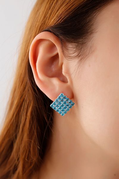 Serelia 5 Row Colorful Zircon Cubic Zirconia Square Waterway Earrings