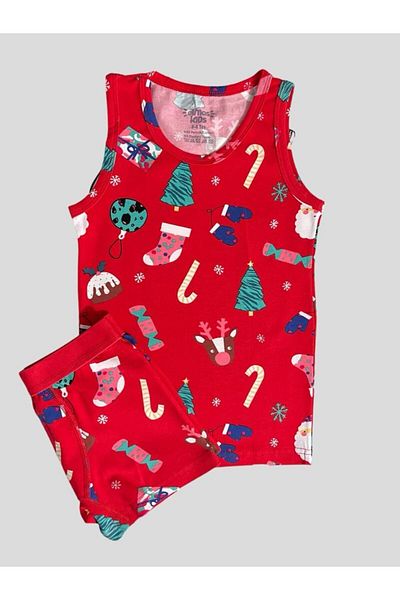 elmas kids Boy's Cotton New Year Themed Pine Tree Pattern Boxed Athlete Boxer Set