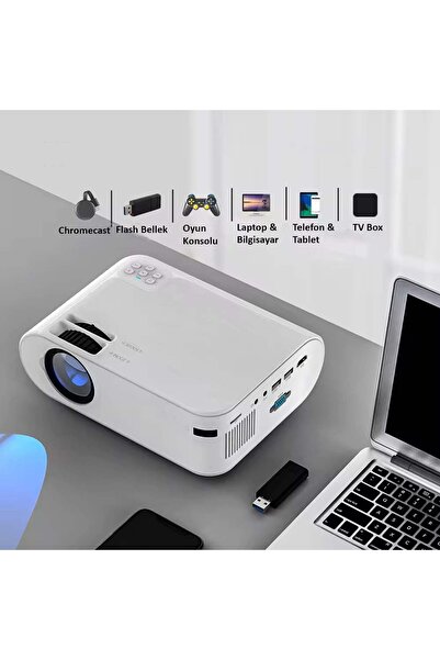 HyMark 1080P Mini Taşınabilir Wifi iOS & Android Telefon Yansıtma P62 Model Projeksiyon Cihazı