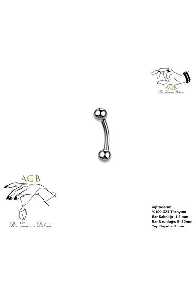 agbtasarım Çift Top Figürlü "eyebrow, Rook" Spike Kavisli Kaş Piercing (%100 ...