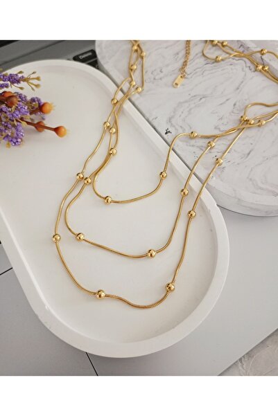 BİJUTAKİ 3'lü Dorika Zincir Kolye