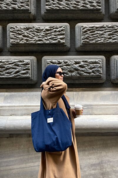 feinas Canvas Bag - Navy Blue (FENCE - 45X40X10CM - 100% COTTON)