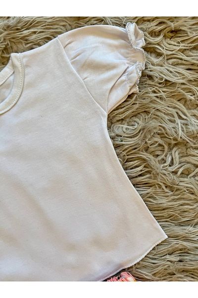 enes baby Set of 2 White T-Shirt and Scalloped Skirt - Crispy Patterned