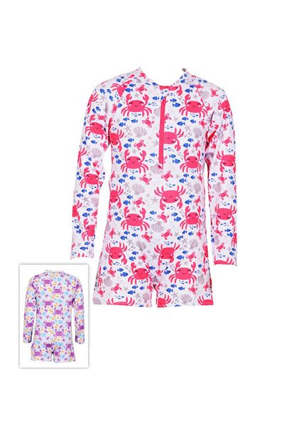 Kom Long Sleeve Girl's Swimsuit with Clogs and Shorts
