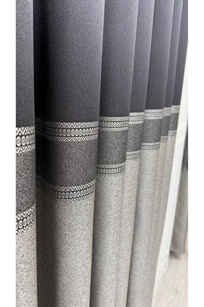 Fon Dünyası Clipboard Background Curtain Striped Anthracite Gray (Single Wing)