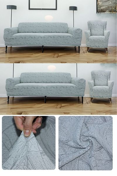 riselerhome Elastic Flexible Washable Cotton Sehra Pattern 3+3+1+1 Jacquard Sofa Cover
