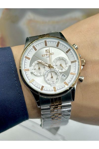 Reward Stylish Men's Wristwatch - New Season with Calendar and Steel Band