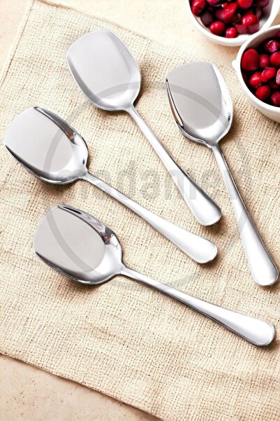 Madamev Set of 4 Luxury Serving Spoons Large Size Stainless Steel Spoons Salad Pastry Food Serving Kitchen Spoons