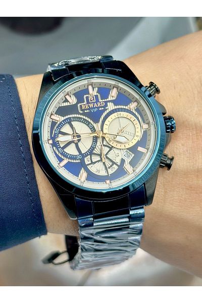 Reward Stylish Men's Wristwatch - New Season with Calendar and Steel Band