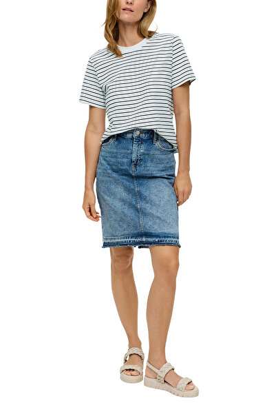 s.Oliver T-Shirt Rundhalsausschnitt - Kurze Ärmel, Rippblende2151141