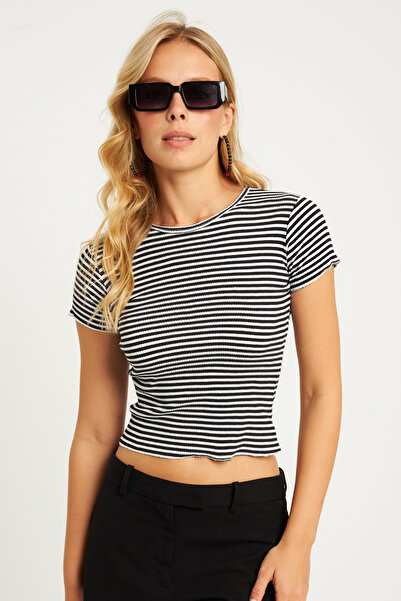 Cool & Sexy Schwarz-weiß gestreifte Damenbluse - XL2005