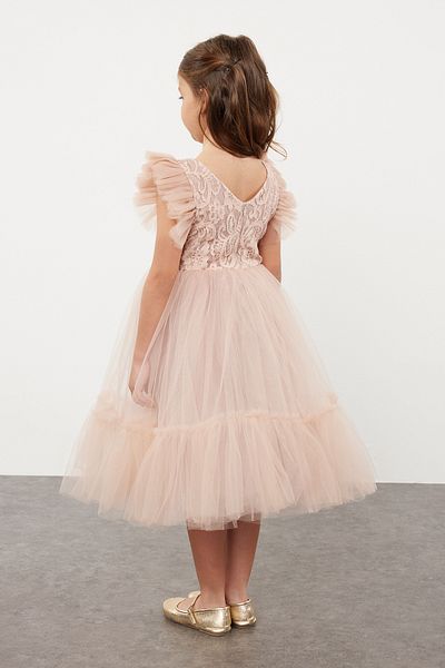 TRENDYOLKIDS Světle růžové dívčí narozeninové/party/svatební večerní šaty Tutu TKDSS24EL00011