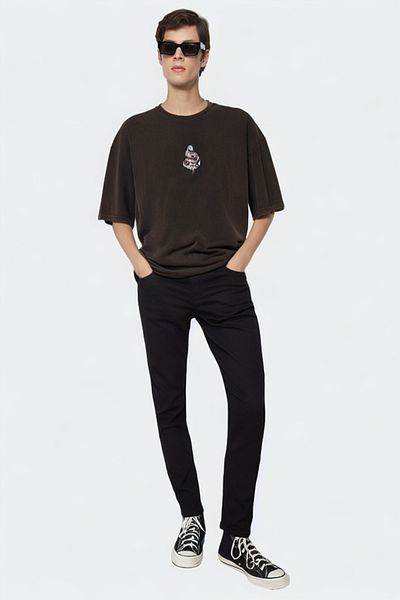 Trendyol Collection Snake Printed Brown Oversize Βαμβακερό T-Shirt - Pale Effect TMNSS23TS00342