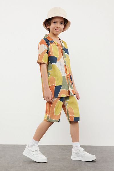 TRENDYOLKIDS Fiú pamut ing és nadrág szett - TKDSS24AU00004