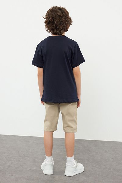 TRENDYOLKIDS Πλεκτό μπλουζάκι για αγόρι - Ναυτικό, εμπριμέ, TKDSS24TS00026