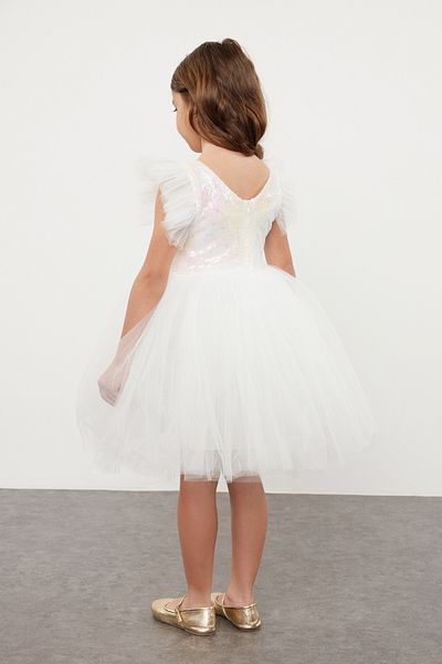 TRENDYOLKIDS Ecru Girls Születésnapi/Parti/Esküvői estélyi ruha Tutu TKDSS24EL00010