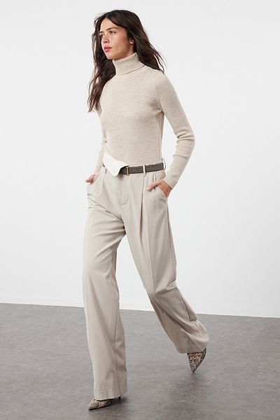 Trendyol Collection Pulover de tricotaj cu guler - Stone Basic, TWOAW21KZ1279