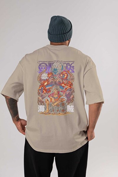 Ankhises MONKEY D. LUFFY 2 Anime Leđa Štampano Bež Oversize kroj T-shirt 100%...