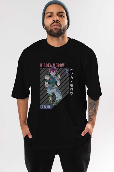 Ankhises Hisoka Morow 2 2 Tricou negru oversize cu imprimeu în față Anime Băr...