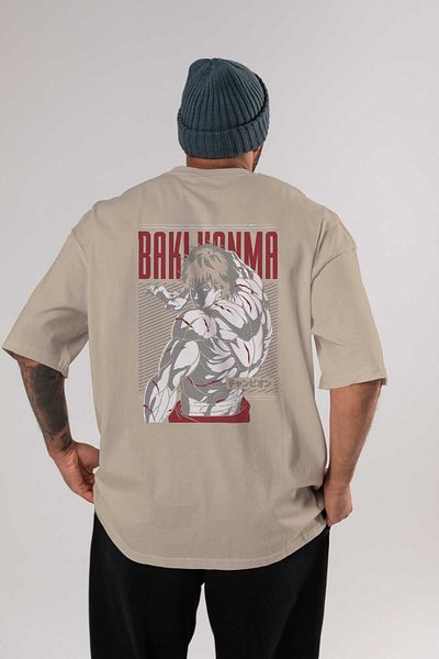 Ankhises Tricou Oversize Bej Imprimat Anime - 100% Bumbac Bărbați Femei