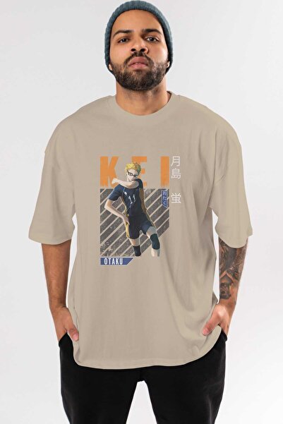 Ankhises Kei Tsukishima 2 Anime Prednja strana Štampano Bež Oversize kroj T-s...