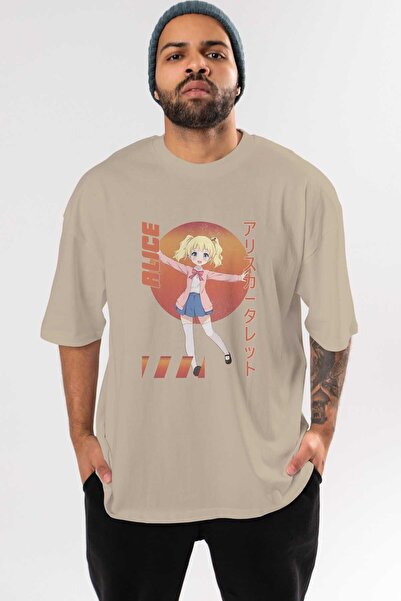 Ankhises Alice Cartelet 15 Аніме Бежевий Оверсайз Футболка - Чоловічий Жіночий