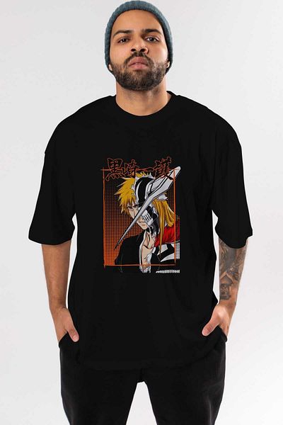 Ankhises thelust Tricou negru oversize cu imprimeu în față Anime Bărbați Femei
