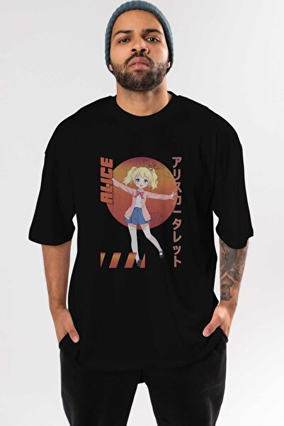 Ankhises Alice Cartelet 15 Аніме з попереднім друком Чорна Oversize футболка ...