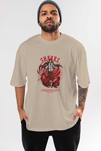 Ankhises Shanks Anime з попереднім друком, бежевий, великий розмір, футболка ...