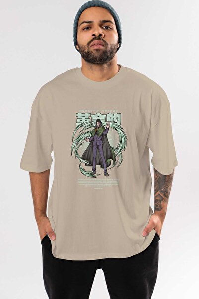 Ankhises Monkey D. Dragon Anime Prednja strana Štampano Bež Oversize kroj T-s...