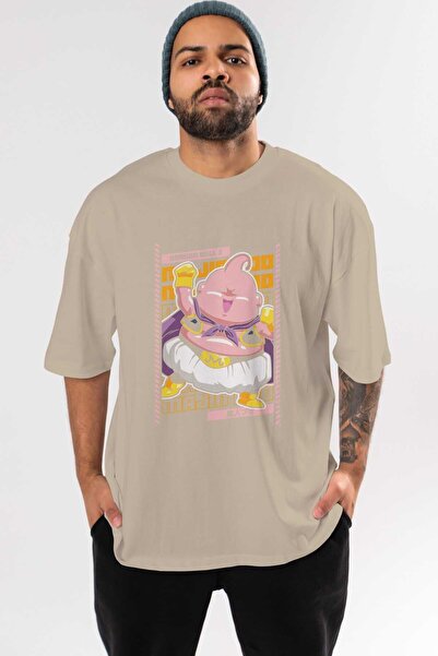Ankhises MAJIN BOO1 Anime Sa deznom Bež Oversize kroj T-shirt - Muškarci Žene