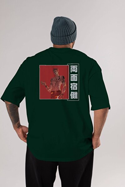 Ankhises Sukuna Ryoumen 3 Anime Sa deznom - Emerald Green Oversize kroj Pamuk...