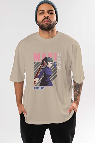 Ankhises Maki Zenin CHAINSAWMAN Аніме Переддрукована бежева футболка Oversize...