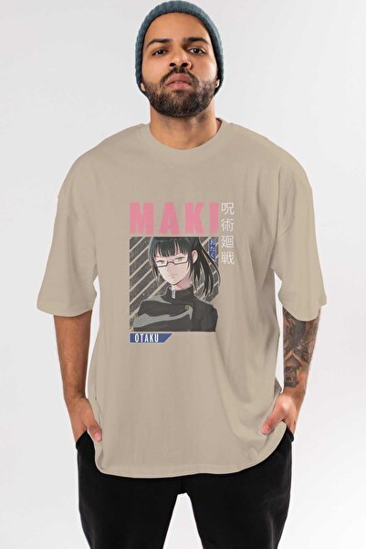 Ankhises Maki Zenin CHAINSAWMAN 1 Аніме Переддрукована бежева футболка Oversi...