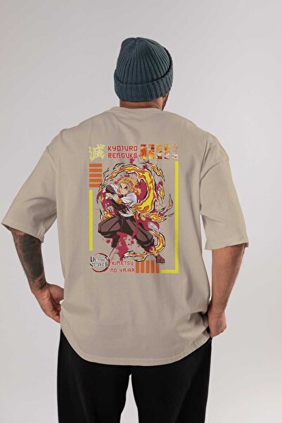 Ankhises KYOJURO RENGOKU Anime Leđa Štampano Bež Oversize kroj T-shirt 100% p...