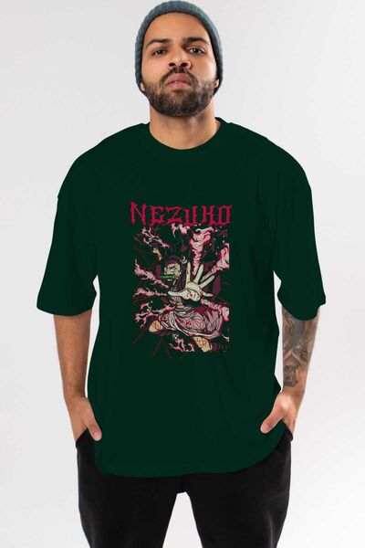 Ankhises NEZUKO KAMADO Anime Prednja strana Štampano Smaragdno zelena Oversiz...