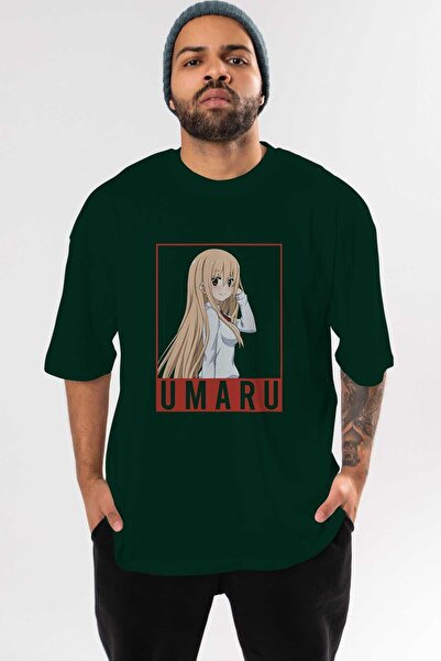 Ankhises Umaru Doma 2 - Smaragdno zelena Oversize kroj Anime T-shirt, muškarc...