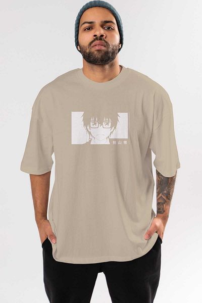 Ankhises Rei Kiriyama 3 Tricou supradimensionat Bej Imprimat în față Anime Bărbați Femei