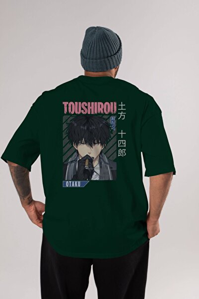 Ankhises Toushirou Hijikata 2 Anime Back Štampano Emerald Green Oversize kroj...