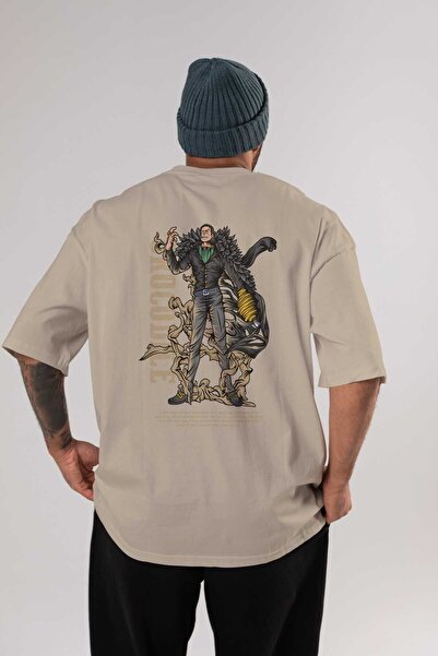 Ankhises Krokodil Anime Leđa Štampano Bež Oversize kroj T-shirt 100% pamuk Mu...