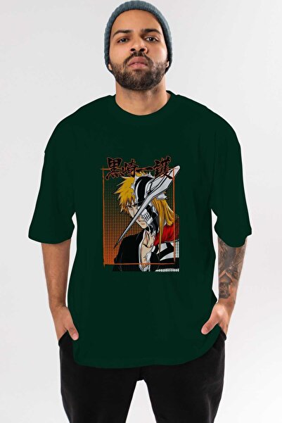 Ankhises thelust Anime Front Štampano Emerald Green Oversize kroj T-shirt Muš...