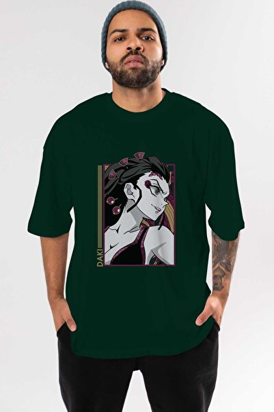 Ankhises Daki DEMION SLAYER Anime Front Štampano Emerald Green Oversize kroj ...