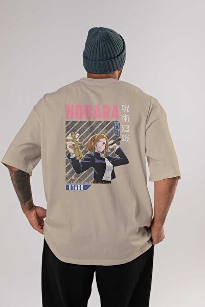 Ankhises Nobara Kugisaki 6 Anime Leđa Štampano Bež Oversize kroj T-shirt 100%...