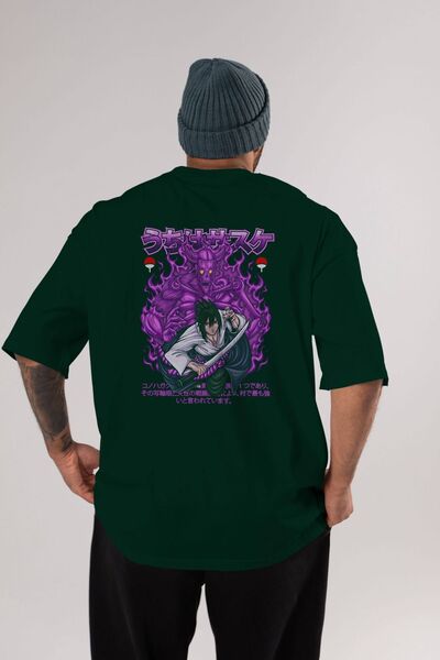 Ankhises SASUKE UCHIHA NARUTO Anime Spate Imprimat Verde Smarald Tricou overs...