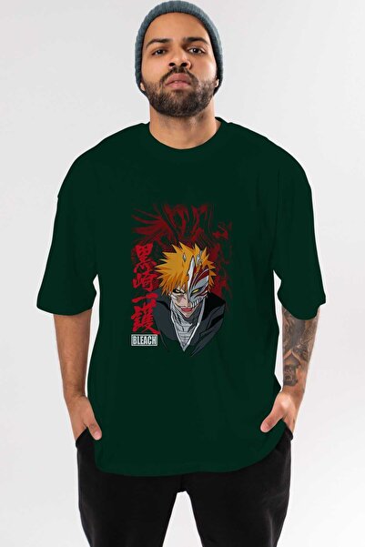 Ankhises ICHIGO KUROSAKI VIZARD Anime Front Štampano Emerald Green Oversize k...